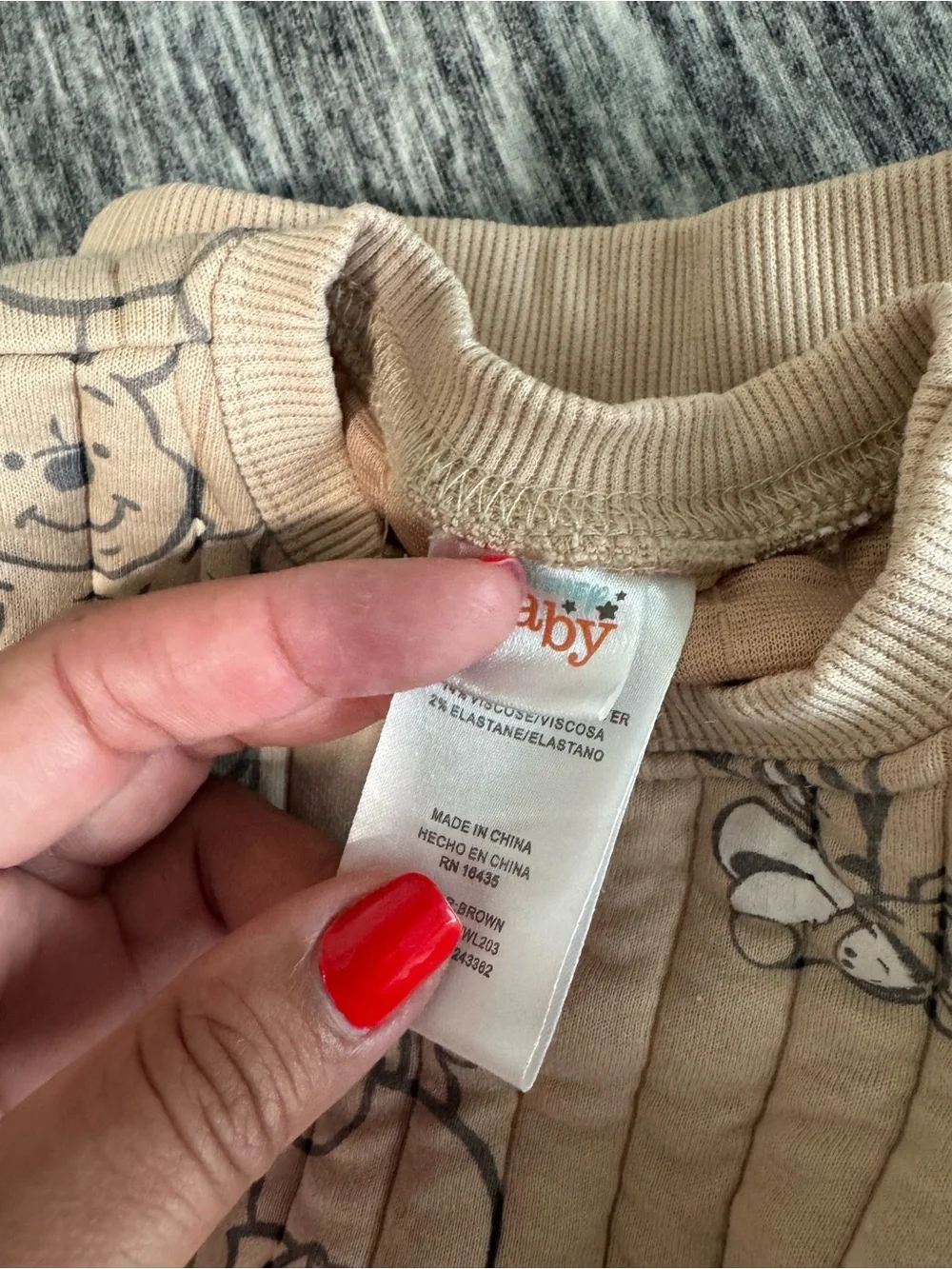 Disney Beige Winnie the Pooh Quilted Baby Set